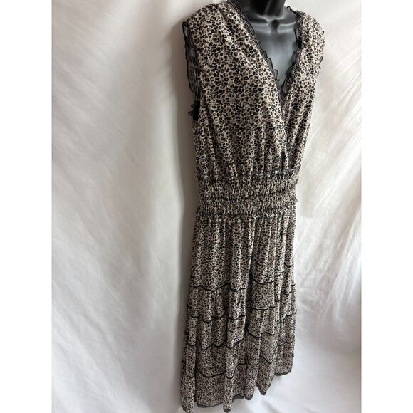 Liz Jordan Midi Dress Size 18 Tiered Animal Print Leopard Cheetah 90s Romantic - Picture 2 of 10